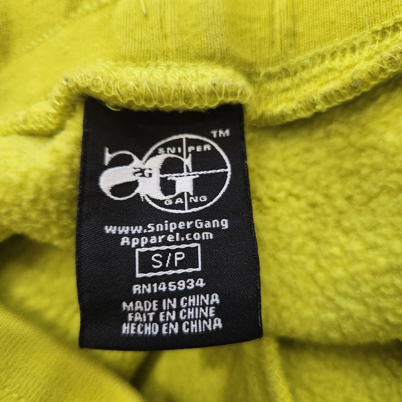 Sniper Gang Cross Hairs Ribbon Logo Green Fleece Sweat Shorts "Everything 1K"  S - Picture 10 of 14